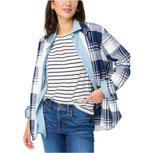 J Crew Women's 90s Sherpa Lined Flannel Plaid Shirt Trucker Jacket NWT Sz 2X